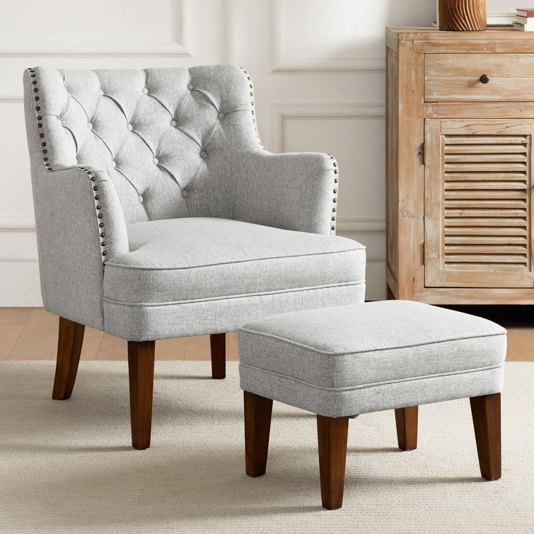 Grey armchair best sale and ottoman